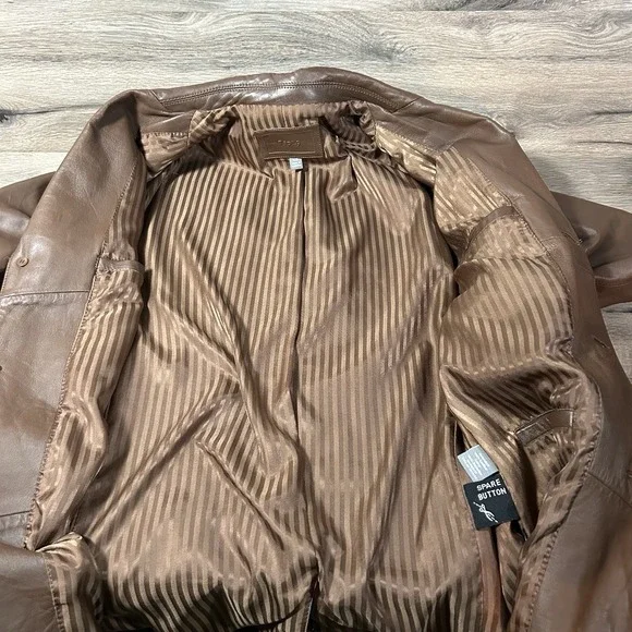 Apt 9 Leather blazer Brown Men's size 42R jacket leather sport coat - Picture 9 of 12